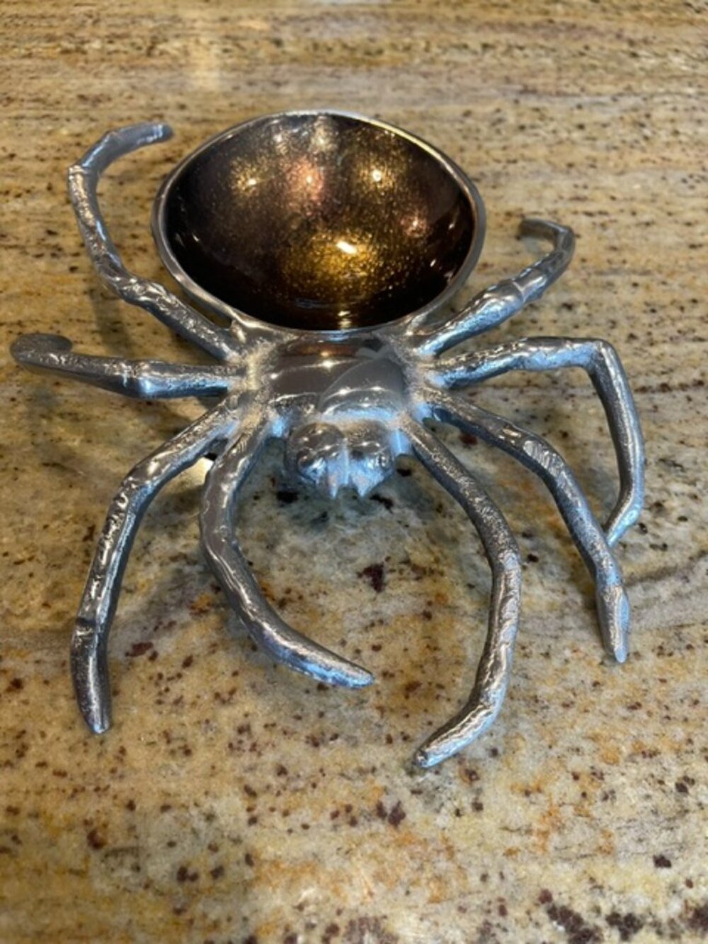 Large Metal Halloween Spider Candy or Trinket Dish